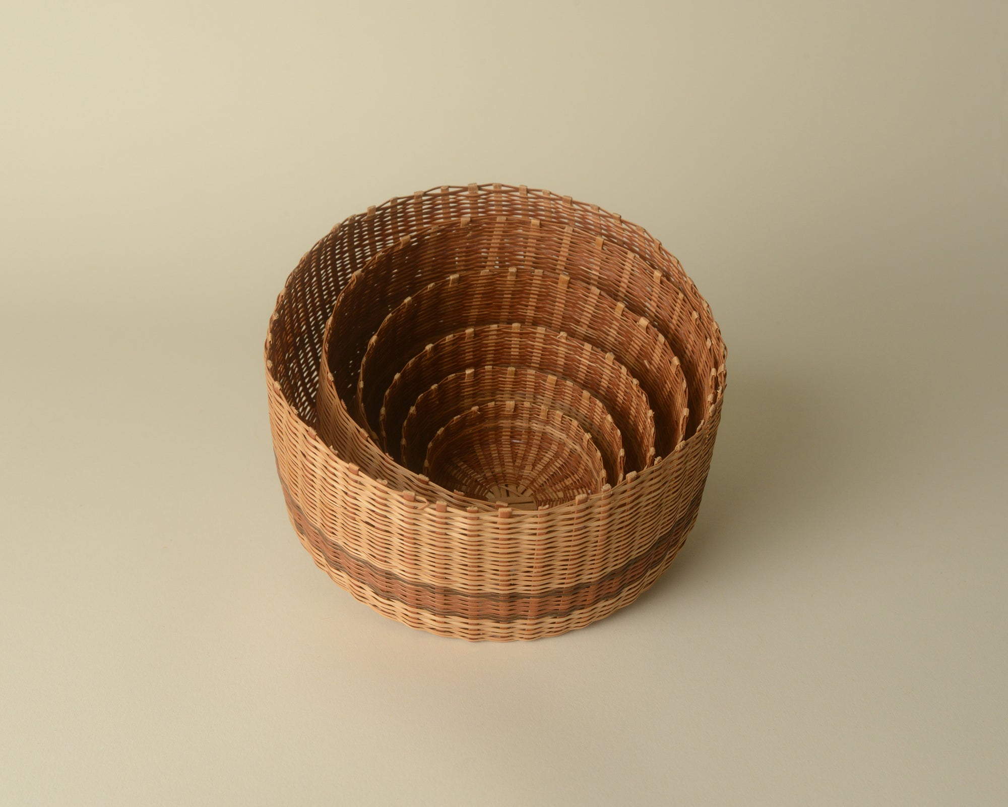 Set of circular nested boxes from Dominica, West Indies.
