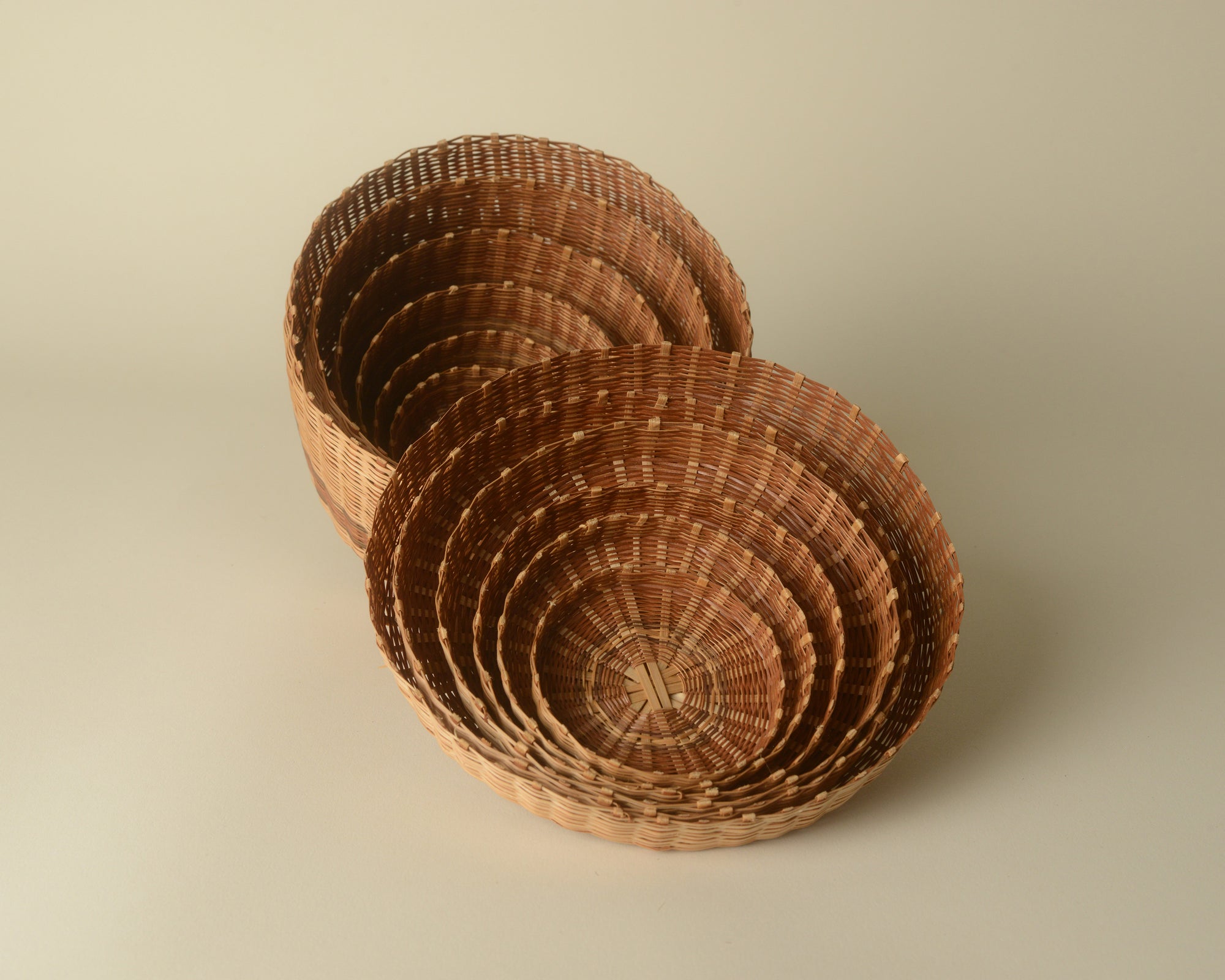 Set of circular nested boxes from Dominica, West Indies.