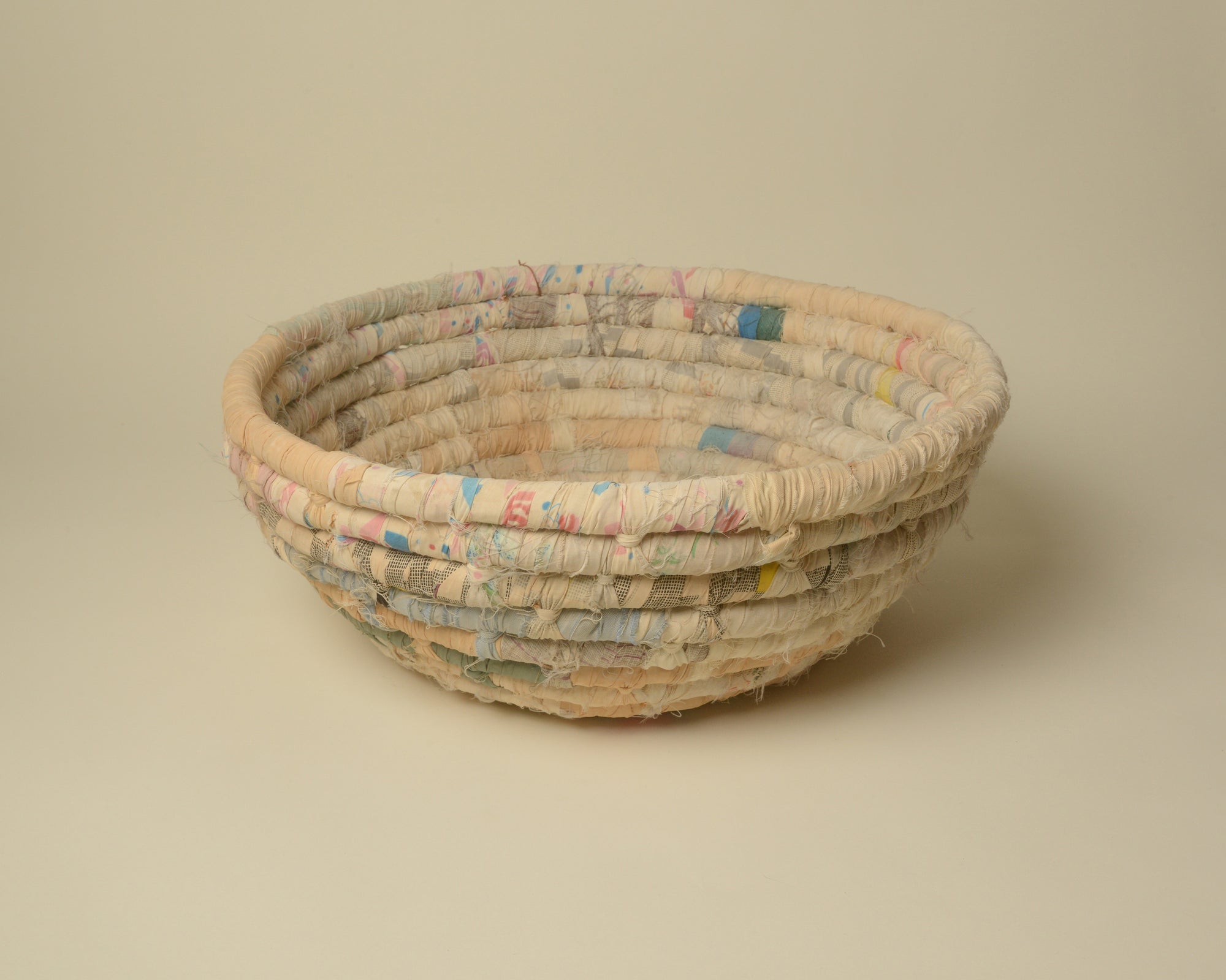 Large rolled rope basket from Haiti.