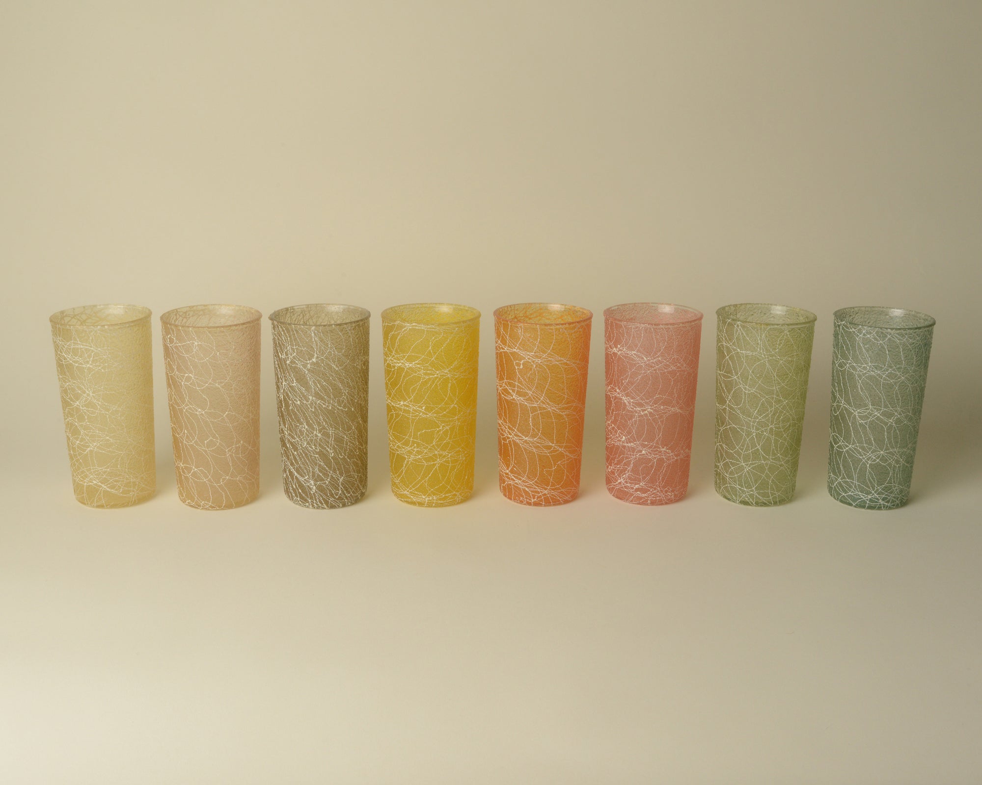Mid Century Spaghetti Glass Lemonade Set.