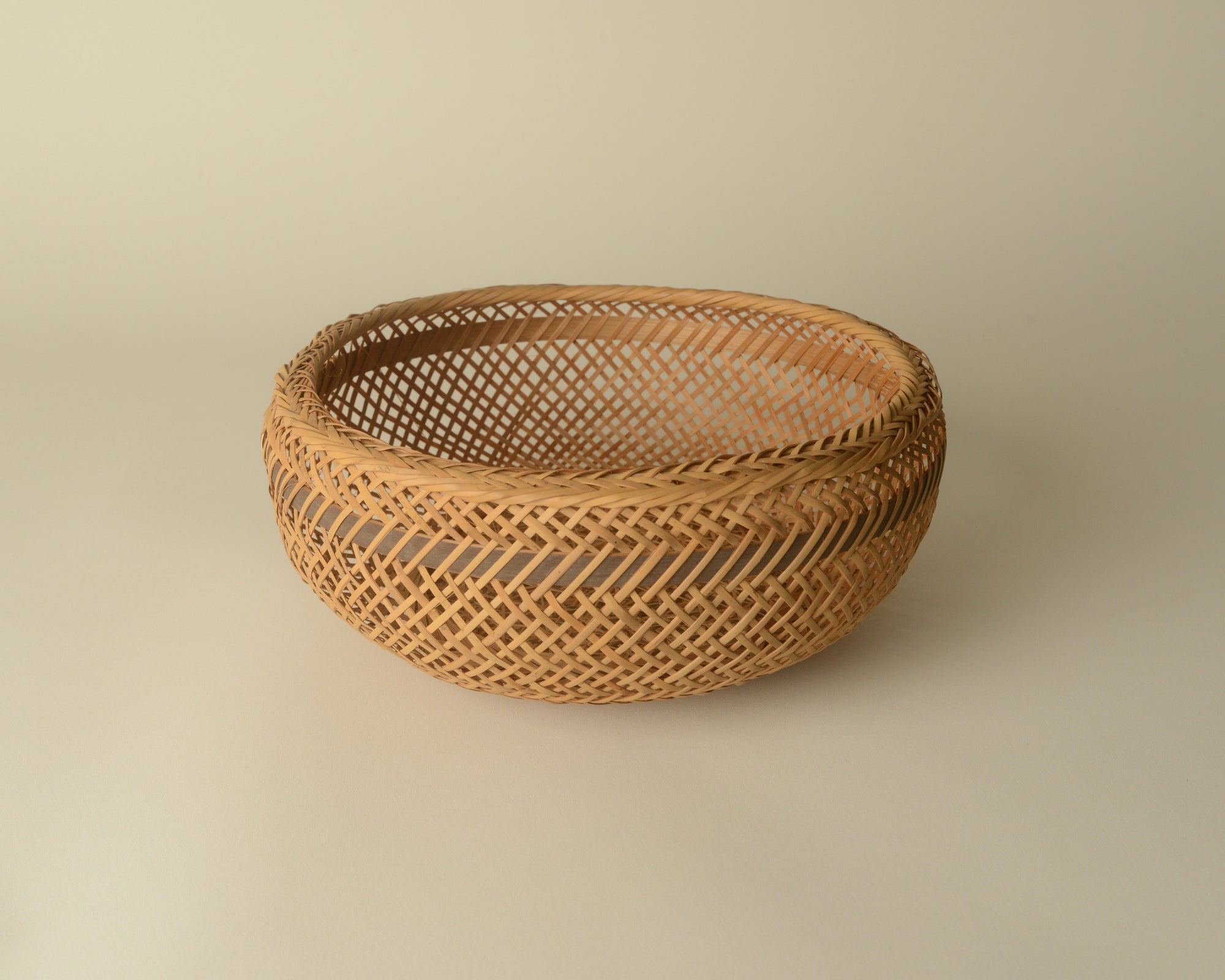 Japanese woven bamboo basket, 1940s.