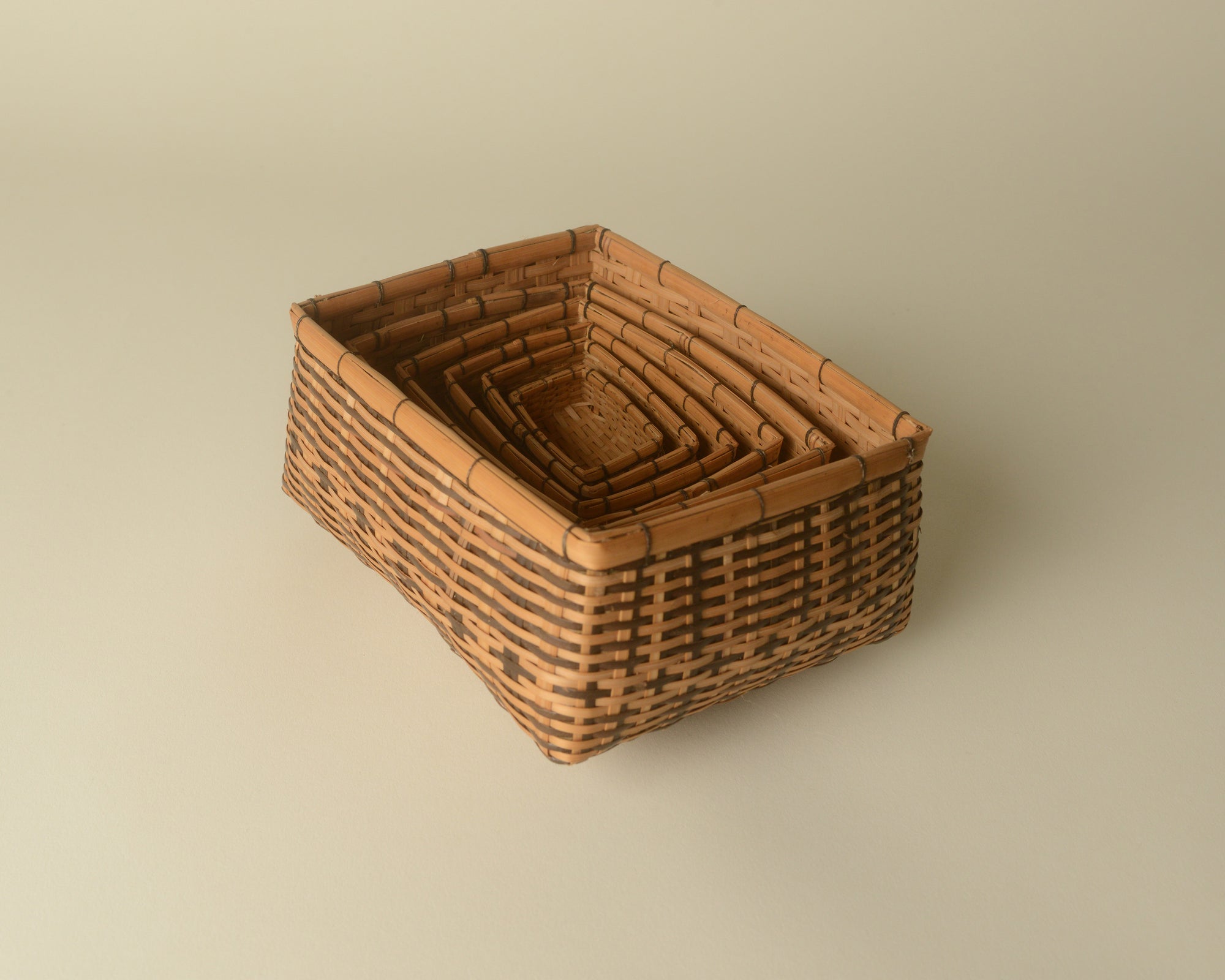 Set of nested rectangular boxes from Dominica, West Indies.