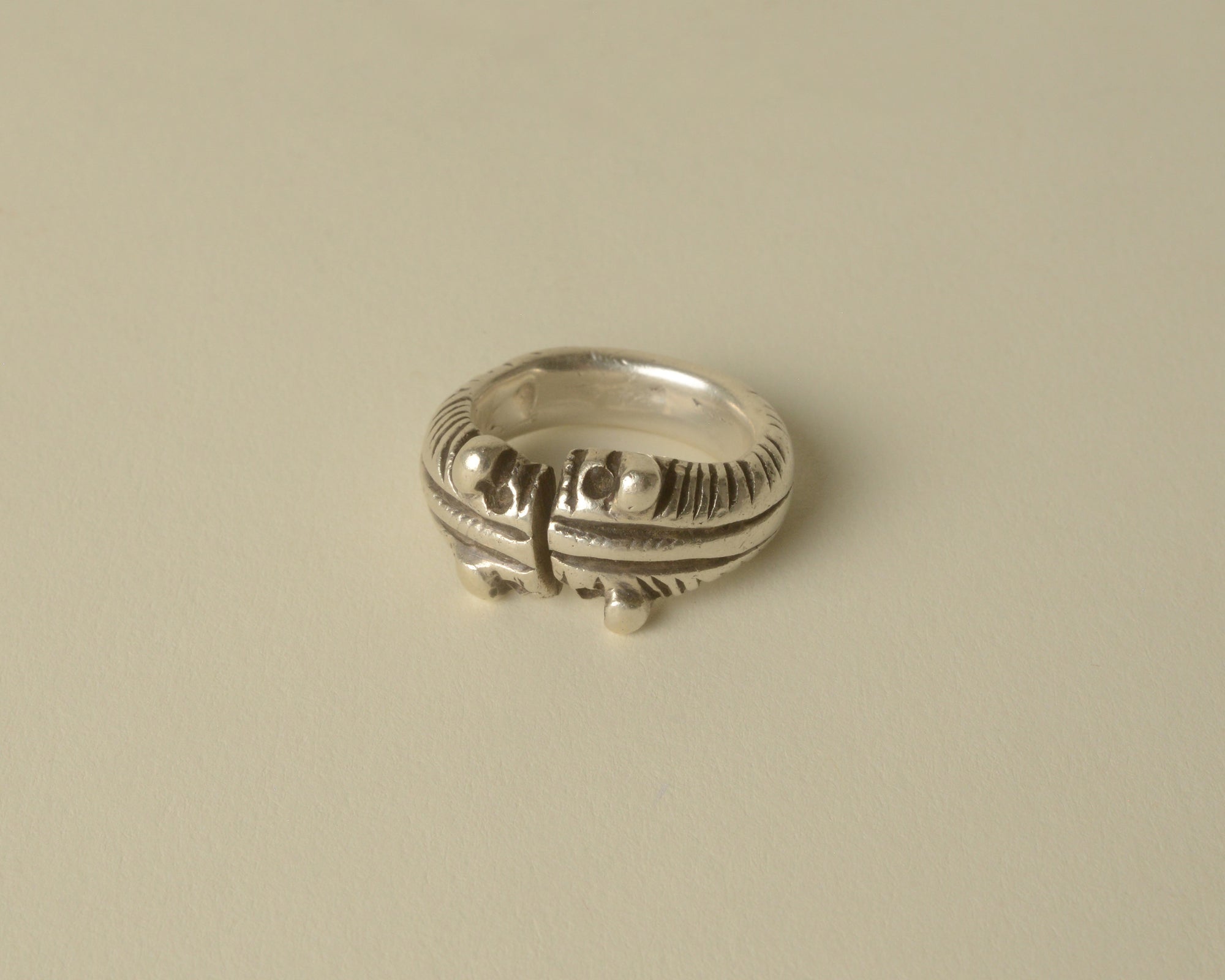 Silver Double Headed Tiger Ring from Rajasthan, India.