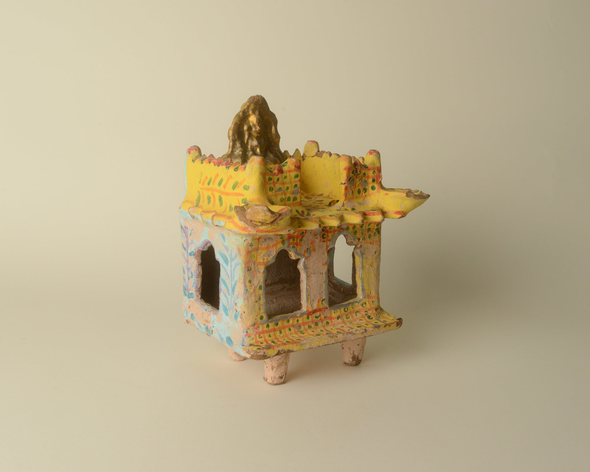 Hand-painted clay folk church, Mexico.